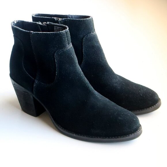 Seychelles Black Suede Leather Round Toe Block Heel Ankle Boots / Booties 7.5 - Picture 3 of 16
